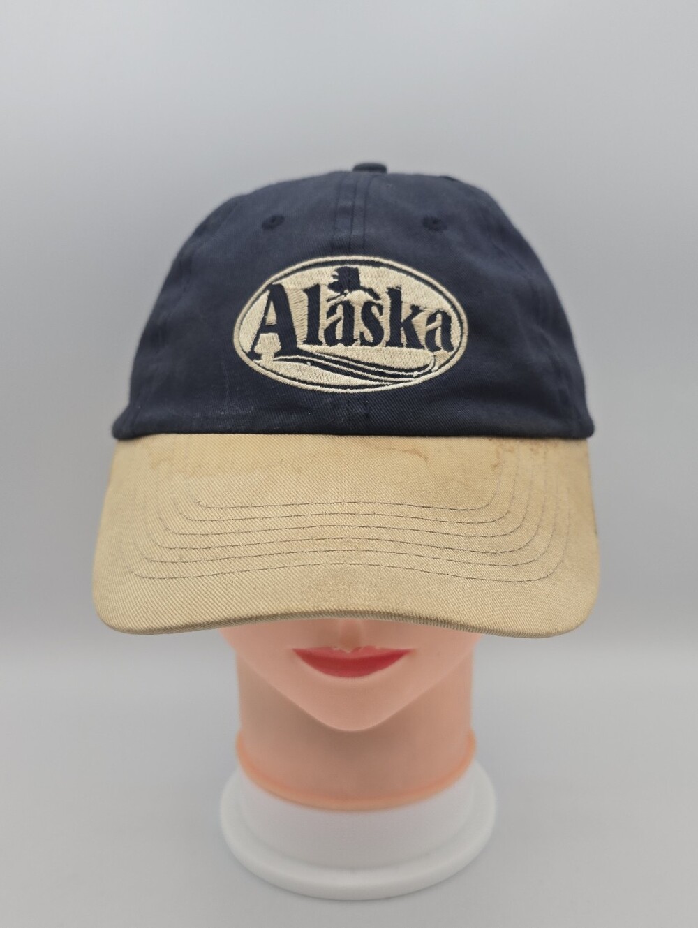 Vintage Dutch Harbor Gear Alaska Embroidered Adjustable Navy & Tan Baseball Cap